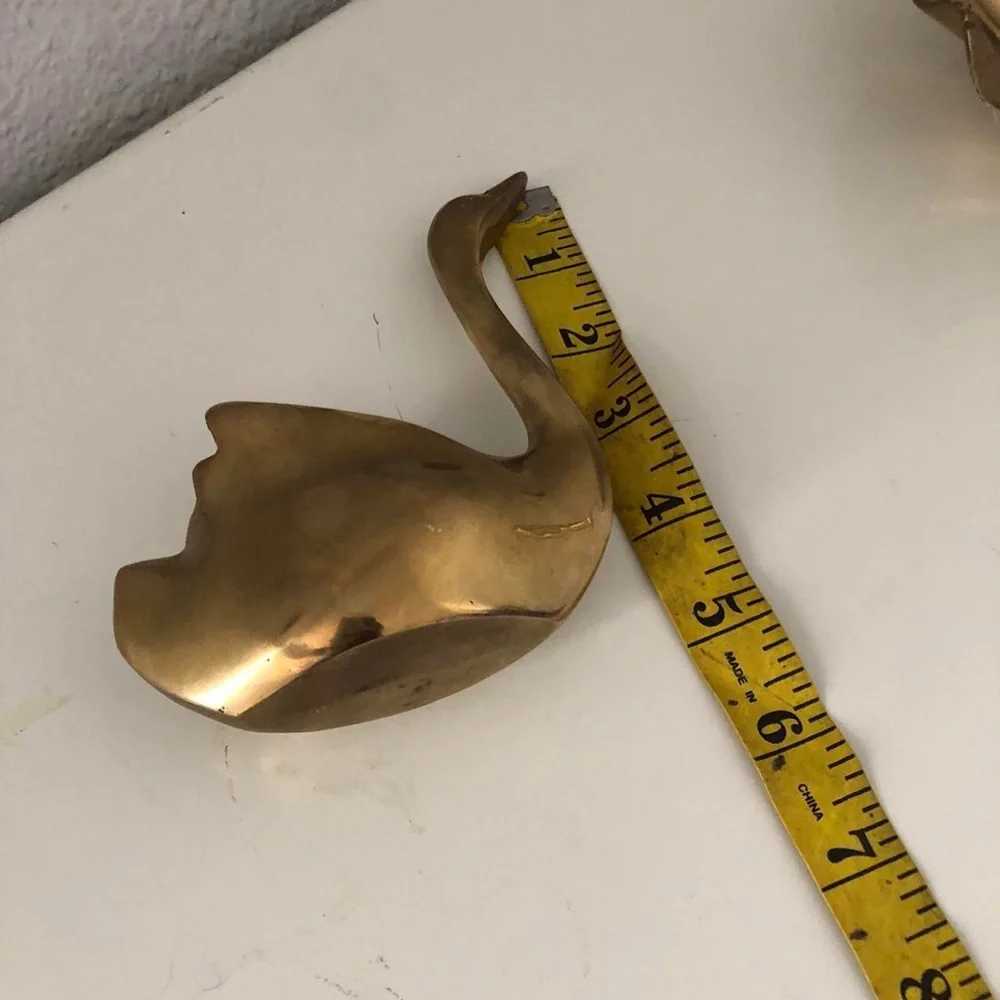 Vintage Brass Swan Planters Trinket Dish Shell Set Cottagecore Hollywood Regency